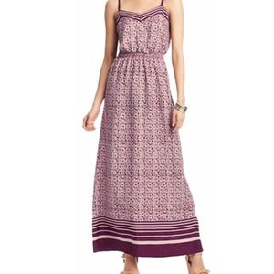 LOFT Maxi Dress Purple White Spaghetti Strap